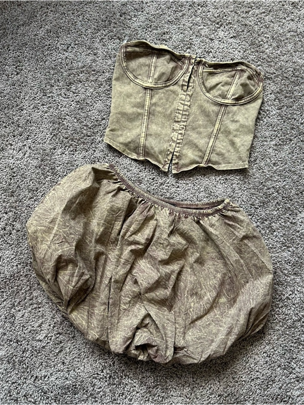 Dolls Kill Olive Green Bubble Mini Skirt - Picture 2 of 6